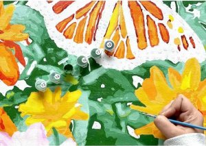 OBRAZ MALOWANIE PO NUMERACH RAMA 45x45cm SPACER W DESZCZU 15