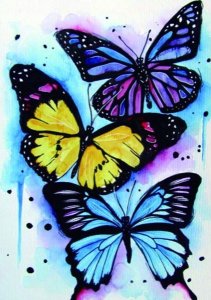 Haft Diamentowy, Obraz, Mozaika Diamentowa Diamond Painting, KOLOROWE MOTYLE 30x40cm 1