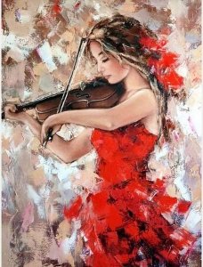 Haft Diamentowy, Obraz, Mozaika Diamentowa Diamond Painting, GRA NA SKRZYPCACH 30x40cm 1