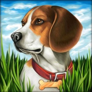 Haft Diamentowy, Obraz, Mozaika Diamentowa Diamond Painting, PIES BEAGLE 30x30cm 1