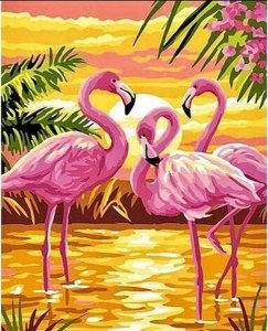 Haft Diamentowy, Obraz, Mozaika Diamentowa Diamond Painting, RÓŻOWE FLAMINGI 30x40cm 1