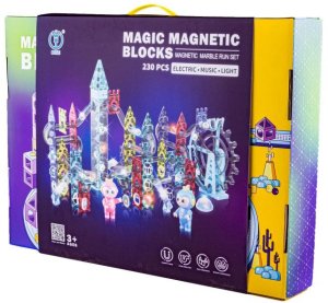 Świecące Klocki Magnetyczne, Tor Kulkowy Dla Kulek 230 Elementów Kulodrom 2
