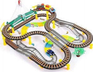 Kolejka 192el. 2w1 Duży Tor Samochodowy Wyścigowy, Elastyczny 3