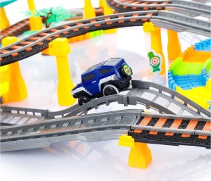 Kolejka 192el. 2w1 Duży Tor Samochodowy Wyścigowy, Elastyczny 7