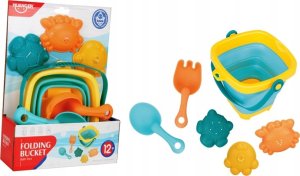 LeanToys Składane Silikonowe Wiaderko + Akcesoria, Foremki Zestaw Do Zabawy W Piasku 2