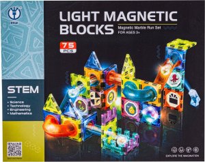 Świecące Klocki Magnetyczne, Tor Kulkowy Dla Kulek 75 Elementów Kulodrom 1