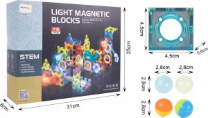 DK Świecące Klocki Magnetyczne, Tor Kulkowy Dla Kulek 75 Elementów Kulodrom 13