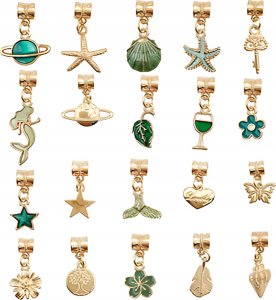 Zestaw Do Tworzenia Robienia Biżuterii, Bransoletek, Charmsy, Zawieszki, Koraliki ODCIENIE ZIELENI 4