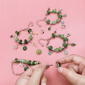 Zestaw Do Tworzenia Robienia Biżuterii, Bransoletek, Charmsy, Zawieszki, Koraliki ODCIENIE ZIELENI 7