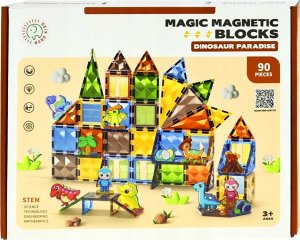Konstrukcyjne Klocki Magnetyczne PARK DINOZAURÓW 90 El. 2