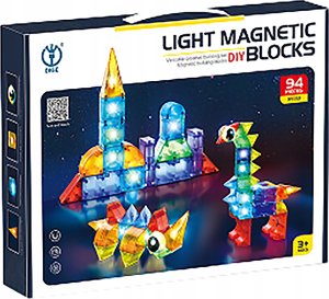 ProNice Klocki Magnetyczne, Konstrukcyjne, Świecące Elementy, Figury 3D 94 El. 3