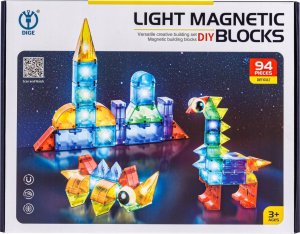 ProNice Klocki Magnetyczne, Konstrukcyjne, Świecące Elementy, Figury 3D 94 El. 9