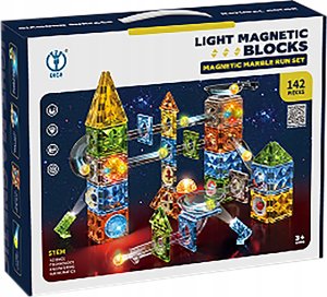 ProNice Klocki Magnetyczne Konstrukcyjne TOR KULKOWY Świecące Elementy 142 El. Kulodrom 4