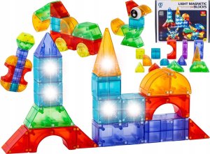 ProNice Klocki Magnetyczne, Konstrukcyjne, Świecące Elementy, Figury 3D 64 El. 14