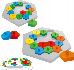 Edukacyjna Gra Logiczna Na Refleks Karty, Układanka "Puzzle Chessboard" Klocki + 30 kart 2