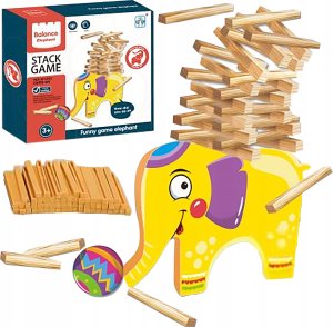 Edukacyjna gra zręcznościowa "Stack Game", Zbuduj wieżę, Układanka, Klocki + Słoń 5