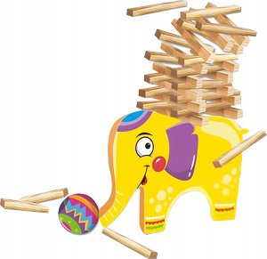 Edukacyjna gra zręcznościowa "Stack Game", Zbuduj wieżę, Układanka, Klocki + Słoń 6