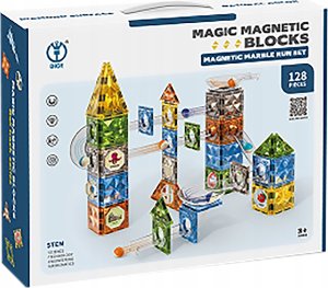 ProNice Klocki Magnetyczne Konstrukcyjne TOR KULKOWY 128 El. Kulodrom 3