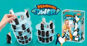 Gra zręcznościowa PINGWINKOWA WIEŻA "Penguin Tower" Ruchoma, krzywa wieża Budowanie Wieży 1