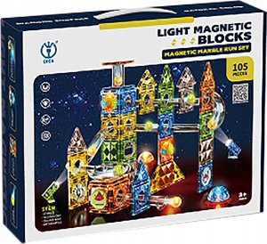 Klocki Magnetyczne Konstrukcyjne TOR KULKOWY Świecące Elementy 105 El. Kulodrom 4