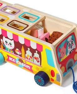 SORTER KLOCKI POJAZD AUTO Z LODAMI DO CIĄGANIA JHTOY-948 1