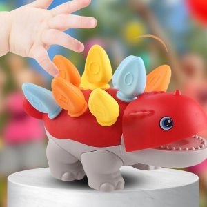 PUZZLE UKŁADANKA DOPASUJ KSZTAŁTY MONTESSORI KSZTAŁTY DINOZAUR SORTER CZERWONY 1