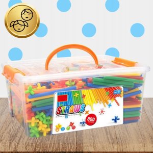 ZESTAW KLOCKÓW KONSTRUKCYJNYCH 800 ELEMENTÓW KREATYWNE SŁOMKI DLA DZIECI 2