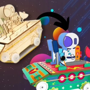 SEKRETY ELEKTRONIKI ZBUDUJ ROBOTA ZESTAW 6w1 DREWNIANY MODEL KOSMOS 4