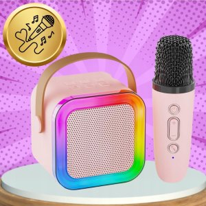 GŁOŚNIK PRZENOŚNY BEZPRZEWODOWY BLUETOOTH KARAOKE Z MIKROFONEM USB RGB 1