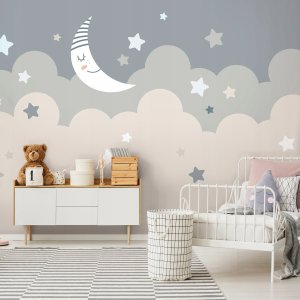 FOTOTAPETA DLA DZIECI KSIĘŻYC GWIAZDY TAPETA DO POKOJU DZIECIĘCEGO 150x105 2