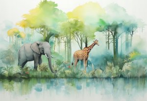 FOTOTAPETA DLA DZIECI LAS ZWIERZĘTA DŻUNGLA SAFARI TAPETA NA ŚCIANĘ 200x140 1