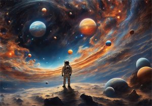 FOTOTAPETA KOSMONAUTA PLANETY GALAKTYKA TAPETA DLA DZIECI CHŁOPCA 200x140 1