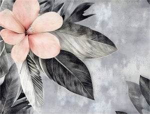 FOTOTAPETA KWIATY BETON LIŚCIE IMITACJA DO SYPIALNI SALONU TAPETA 150x105 1