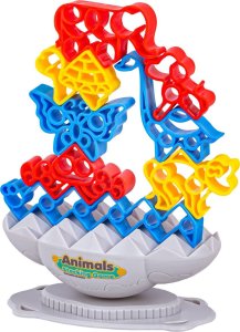 Zręcznościowa Gra Rodzinna, Balansująca Wieża Klocki Zwierzątka Kolorowa Układanka 2