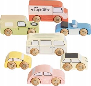 Drewniane samochody vintage zestaw, zabawka dla dzieci, auta Le Toy Van 1