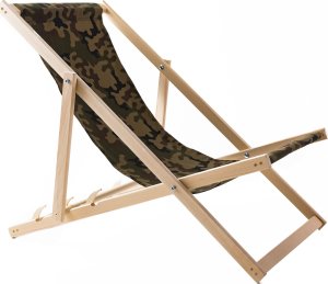 Wood OK 2X LEŻAK PLAŻOWY OGRODOWY DREWNIANY WOODOK moro tkanina + STOLIK KAWOWY SKŁADANY 3