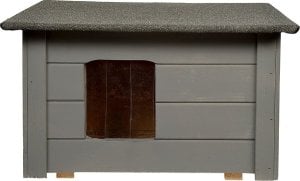 BUDA DLA MAŁEGO PSA KOTA OCIEPLANA DWUSPADOWA WOODOK LEGOWISKO KOLOR szary 2