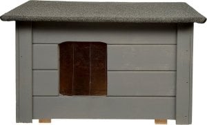 BUDA DLA MAŁEGO PSA KOTA OCIEPLANA DWUSPADOWA WOODOK LEGOWISKO KOLOR szary 3