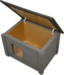 BUDA DLA MAŁEGO PSA KOTA OCIEPLANA DWUSPADOWA WOODOK LEGOWISKO KOLOR szary 4