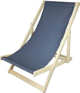 Wood OK LEŻAK PLAŻOWY OGRODOWY DREWNIANY SKŁADANY WOODOK ciemno-szara tkanina 2