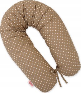 Poduszka ciążowa Longer dla kobiet w ciąży do spania - Białe grochy na brązie 4