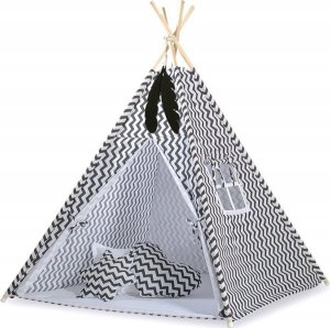 Namiot Tipi dla dzieci+ zawieszki pióra - Chevron czarny 1