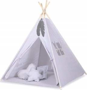 Namiot TIPI dla dzieci +mata + zawieszki pióra - mini-rozeta szara 1