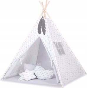 Namiot Tipi dla dzieci + zawieszki pióra - Szare strzałki/szary 1