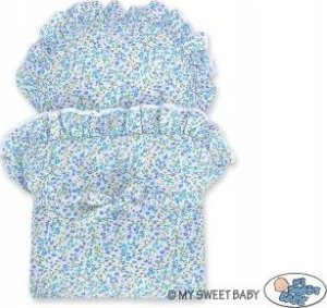 Wiklinowy wózek dla lalek wysoki z niebieską pościelką i wyściółką- biały 2