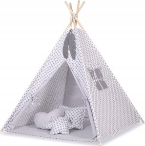 Namiot Tipi dla dzieci + zawieszki pióra - Krzyżyki szare/szary 1