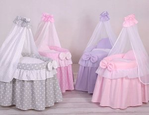 Wózek dla lalek - Kosz Mojżesza dla lalek z baldachimem - fioletowy 2