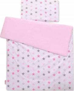 Dwustronna pościel dla dzieci 2-częściowa bawełniana 140x200 Junior - gwiazdy szaro-różowe 3