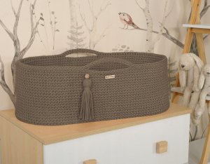 Kosz Mojżesza BOHO bawełniany Handmade z materacykiem - mocca 1