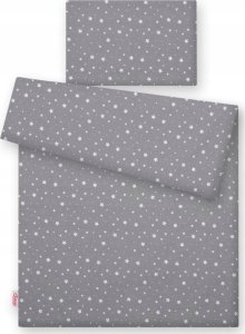 Pościel dla dzieci 2-częściowa bawełniana 135x100 - mini gwiazdki białe na szarym 1